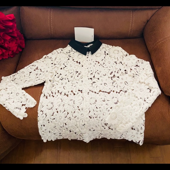 🤩NEW- SELF PORTRAIT white zip back w/black color. - Picture 3 of 13